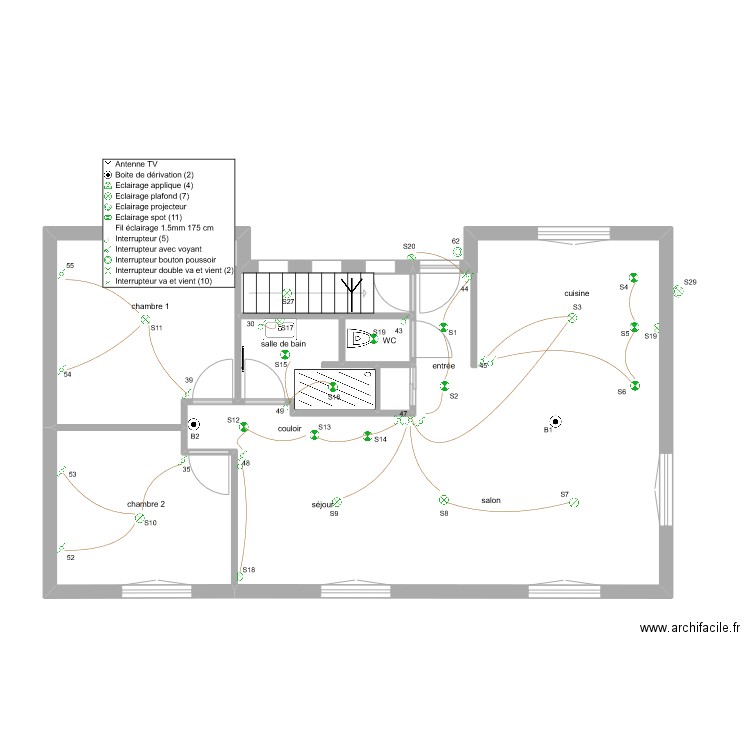 renov 1er Etage0 ecl1. Plan de 6 pièces et 77 m2