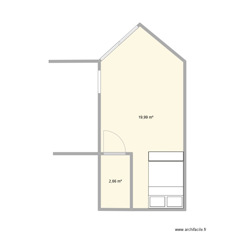 appart. Plan de 2 pièces et 23 m2