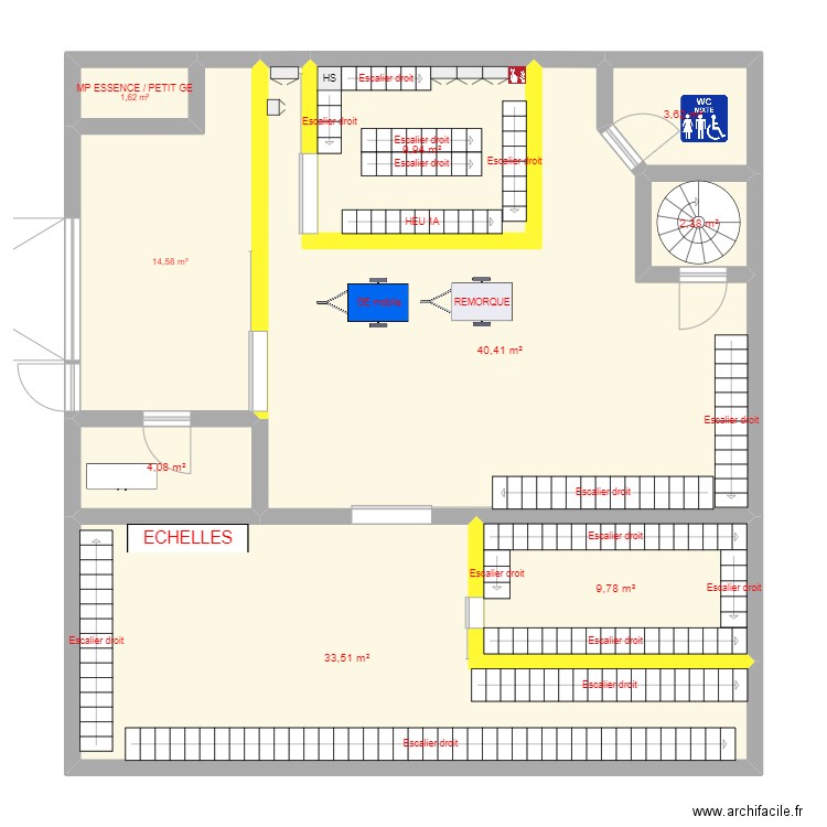 PLAN. Plan de 9 pièces et 120 m2