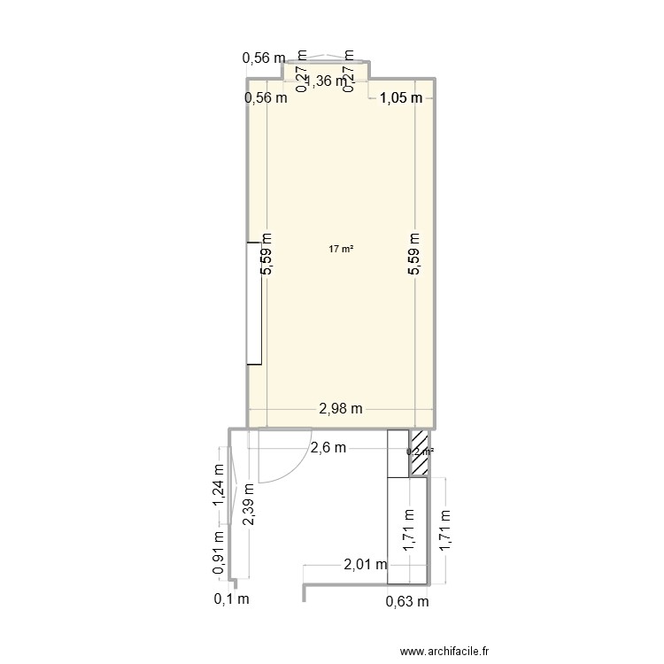 Appartement. Plan de 2 pièces et 17 m2