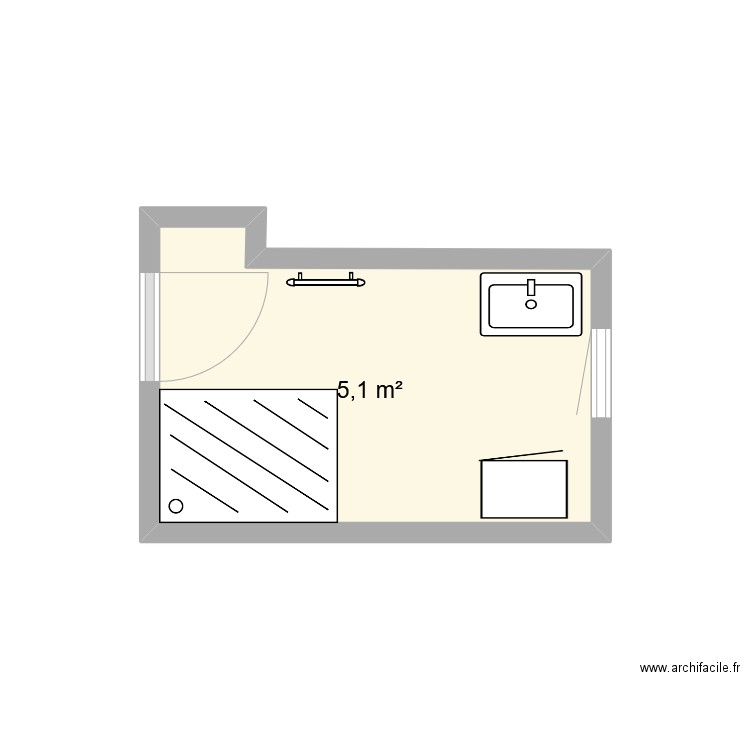 SDB. Plan de 1 pièce et 5 m2