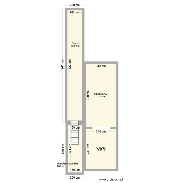 rez avant mulkens. Plan de 4 pièces et 67 m2