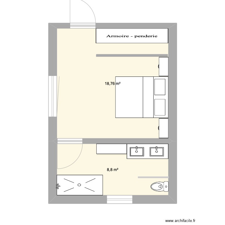 Plan V4. Plan de 2 pièces et 28 m2