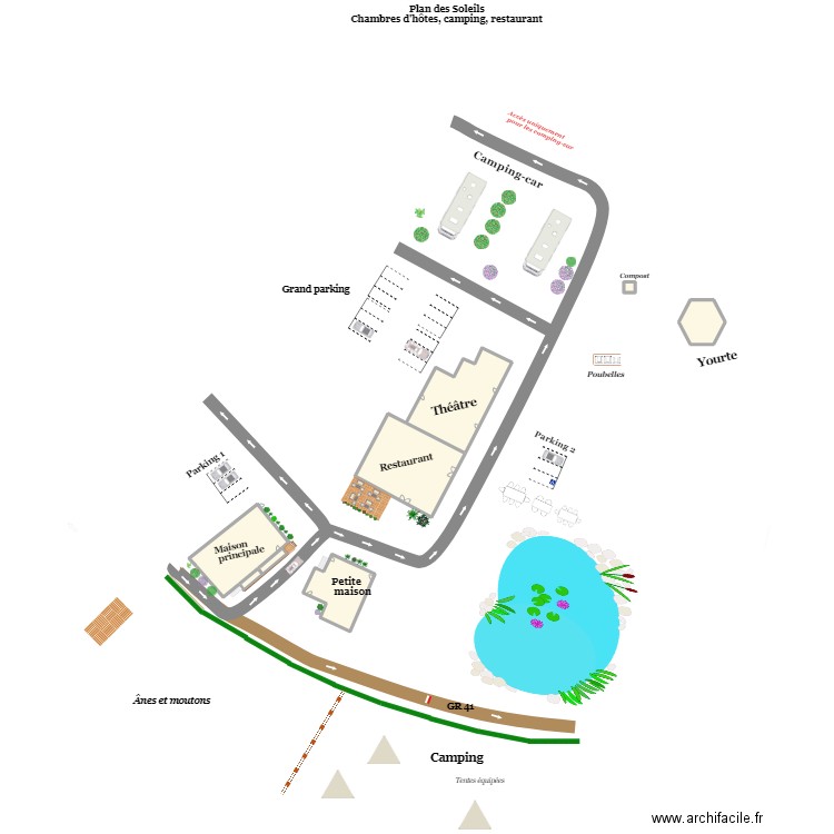 les soleils vue ensemble. Plan de 12 pièces et 1525 m2