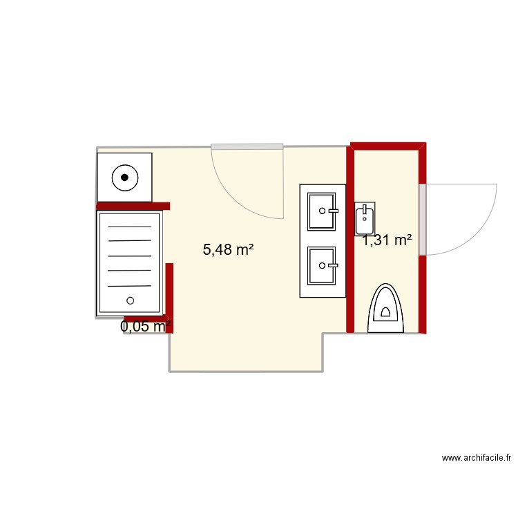 plkine. Plan de 3 pièces et 7 m2