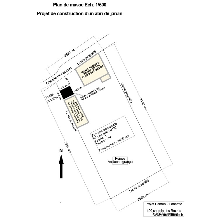 Abri Miremont. Plan de 2 pièces et 192 m2