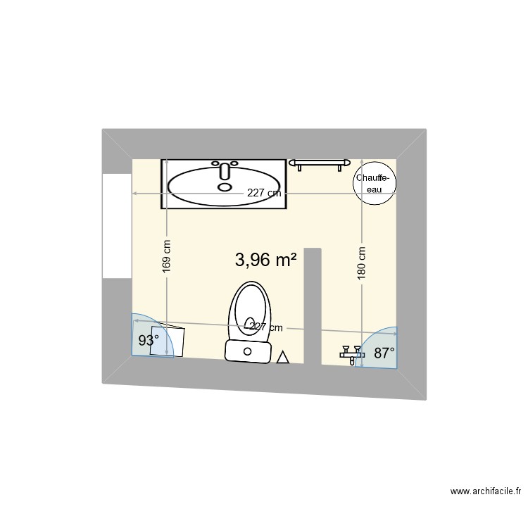 Bagno. Plan de 1 pièce et 4 m2