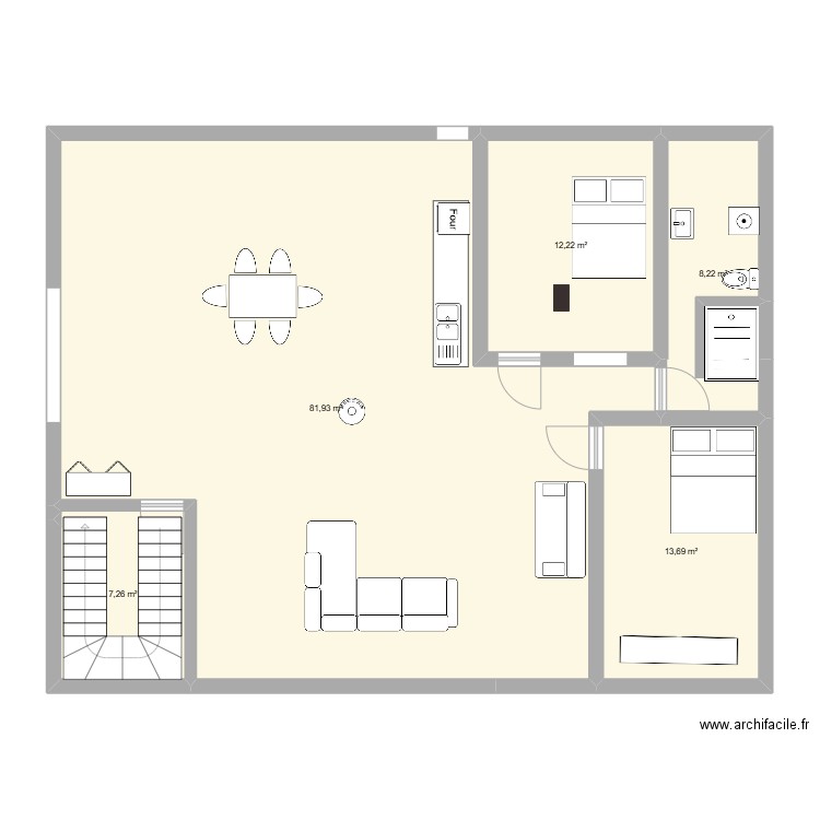 PLAN COMBLES INITIAL V1 . Plan de 5 pièces et 123 m2