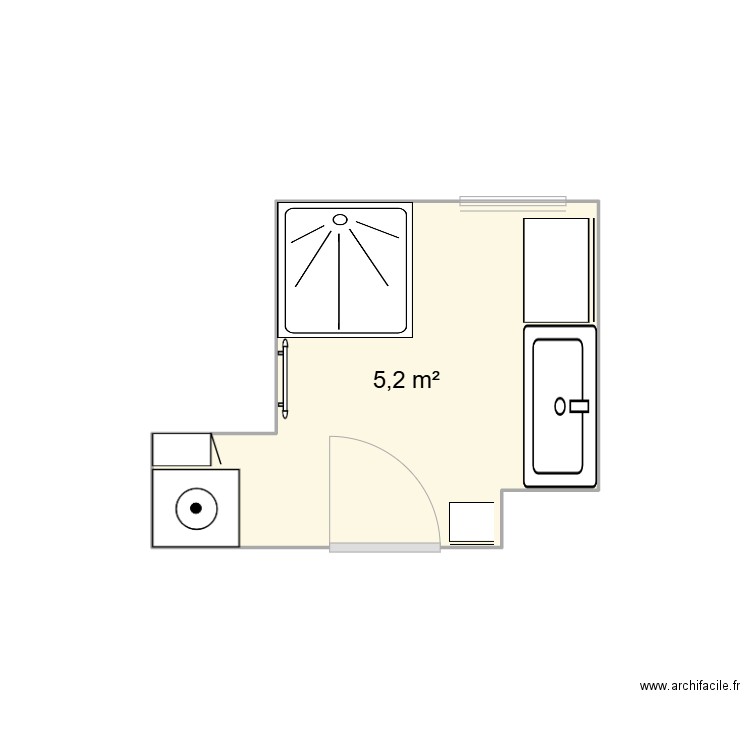 SALLE DE BAIN 2. Plan de 1 pièce et 5 m2