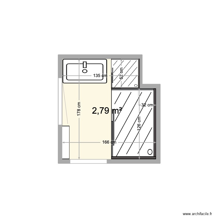 SDB MEGEVE. Plan de 1 pièce et 3 m2