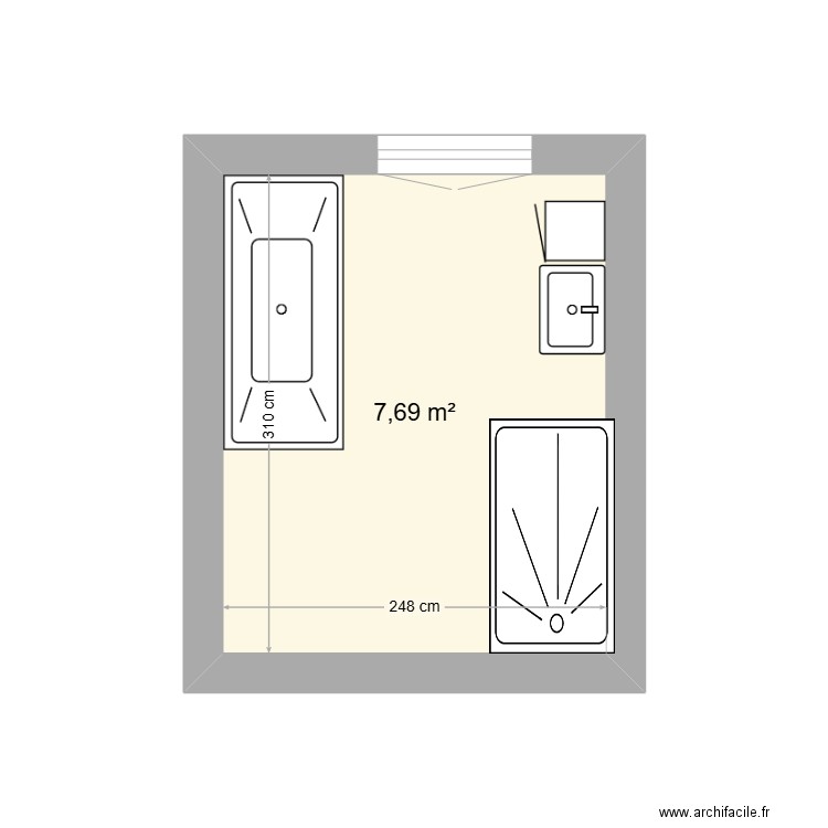 Salle de bain. Plan de 1 pièce et 8 m2