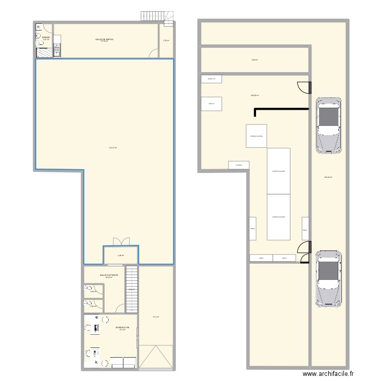 MEZZANINE. Plan de 14 pièces et 578 m2