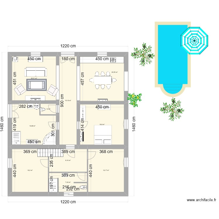 maison de montadet. Plan de 13 pièces et 296 m2