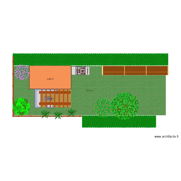 jardin maman. Plan de 2 pièces et 9 m2