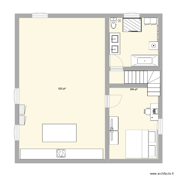 Projet MATH Caro. Plan de 2 pièces et 75 m2