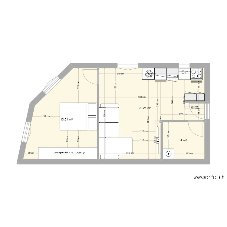 VINCENNES. Plan de 3 pièces et 38 m2