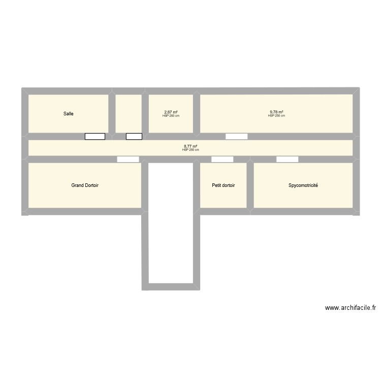 Coiuvent. Plan de 8 pièces et 48 m2