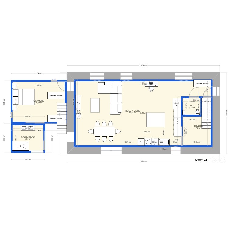 J2CL V2. Plan de 6 pièces et 152 m2