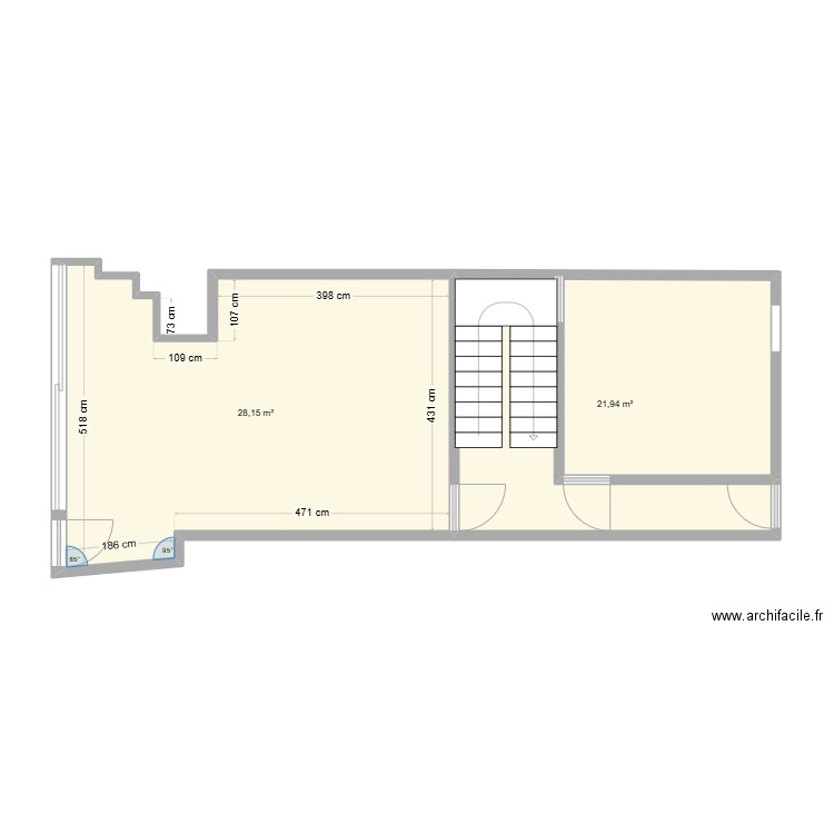 Maison Le May. Plan de 2 pièces et 50 m2