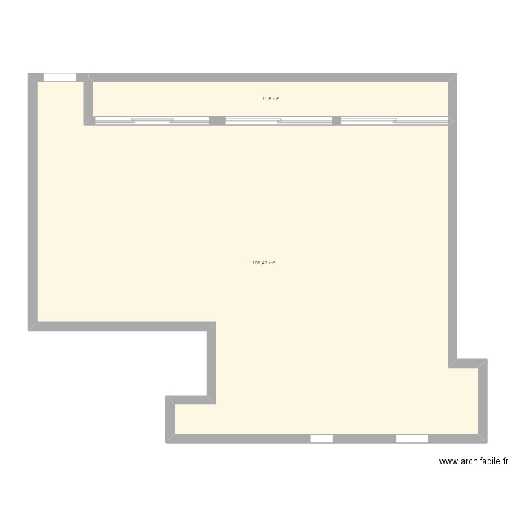 audran leslie. Plan de 2 pièces et 118 m2