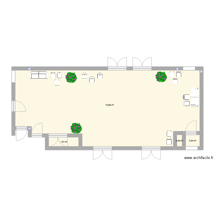 hall entrée lycée. Plan de 4 pièces et 74 m2