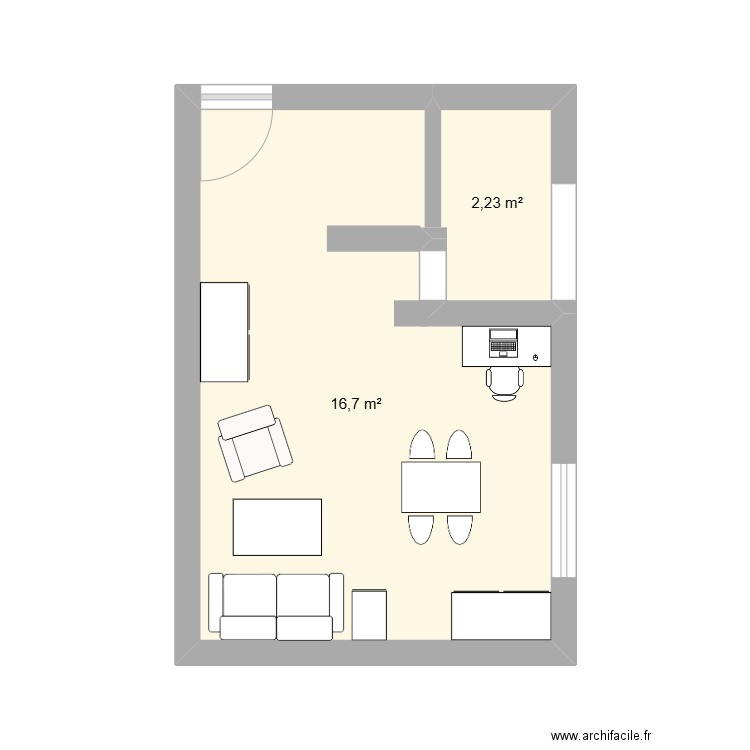 ikea. Plan de 2 pièces et 19 m2