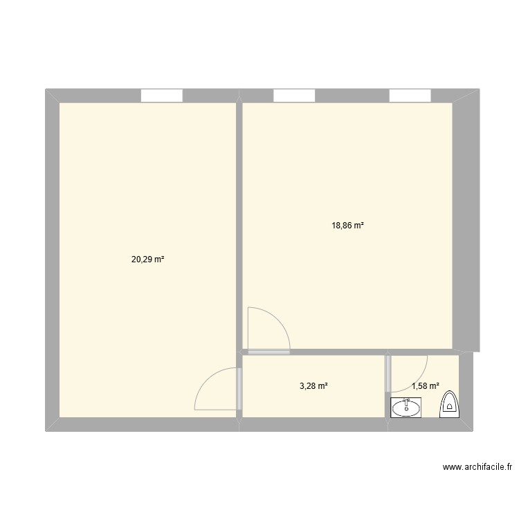 etage parents. Plan de 4 pièces et 44 m2