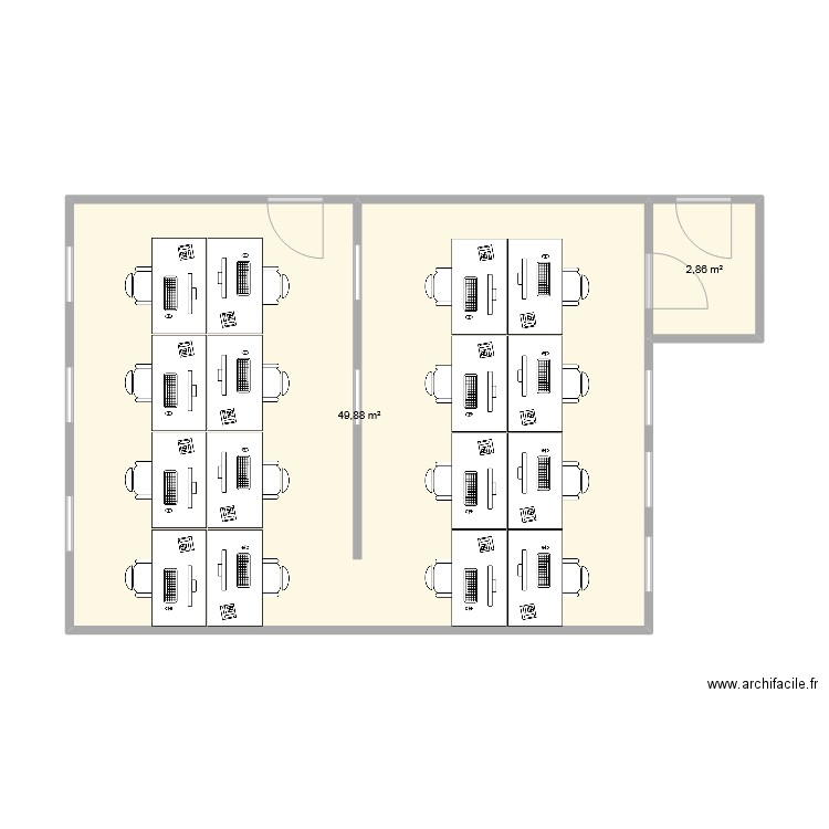 bureau bex. Plan de 2 pièces et 53 m2