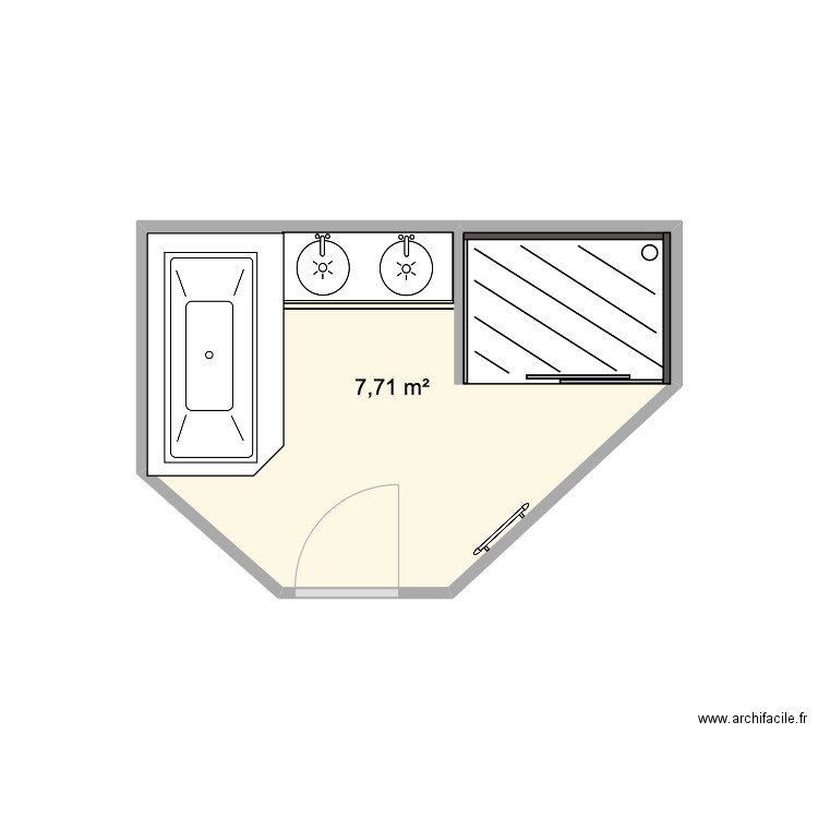 SALLE DE BART. Plan de 1 pièce et 8 m2