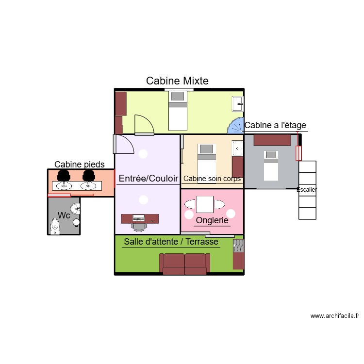 locaux institut. Plan de 8 pièces et 13 m2