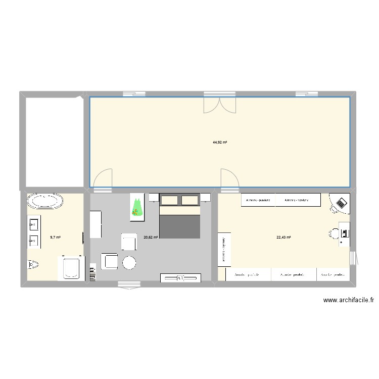 ESSIA. Plan de 4 pièces et 98 m2