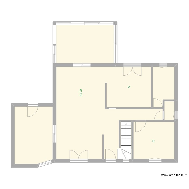 Maison - rdc. Plan de 6 pièces et 91 m2