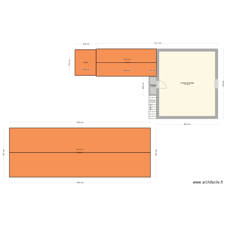 R+1. Plan de 5 pièces et 131 m2