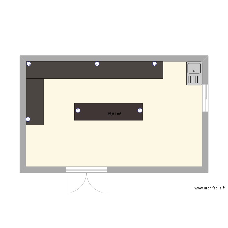 plan extension. Plan de 1 pièce et 36 m2