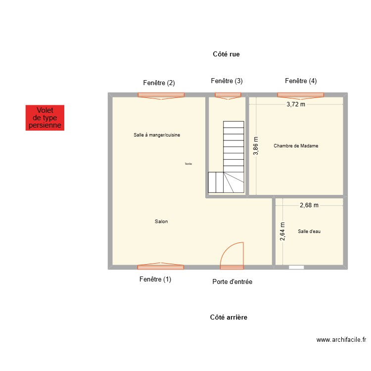 LASSERRE RDC. Plan de 3 pièces et 58 m2