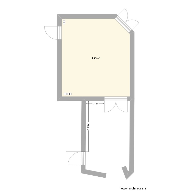 plan VALAT. Plan de 1 pièce et 19 m2