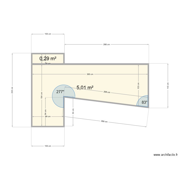 Couloir. Plan de 2 pièces et 5 m2