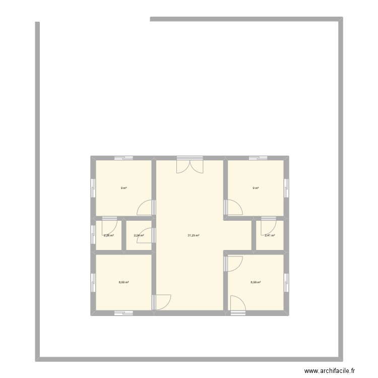 ZO PLAN éééé. Plan de 8 pièces et 74 m2