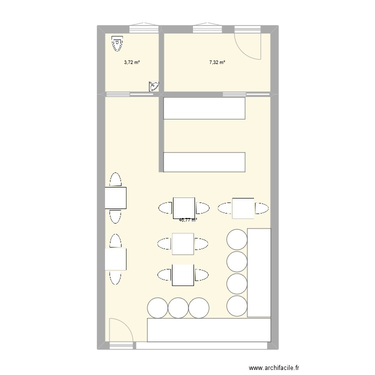 RESTAURANT KEBAB. Plan de 3 pièces et 58 m2