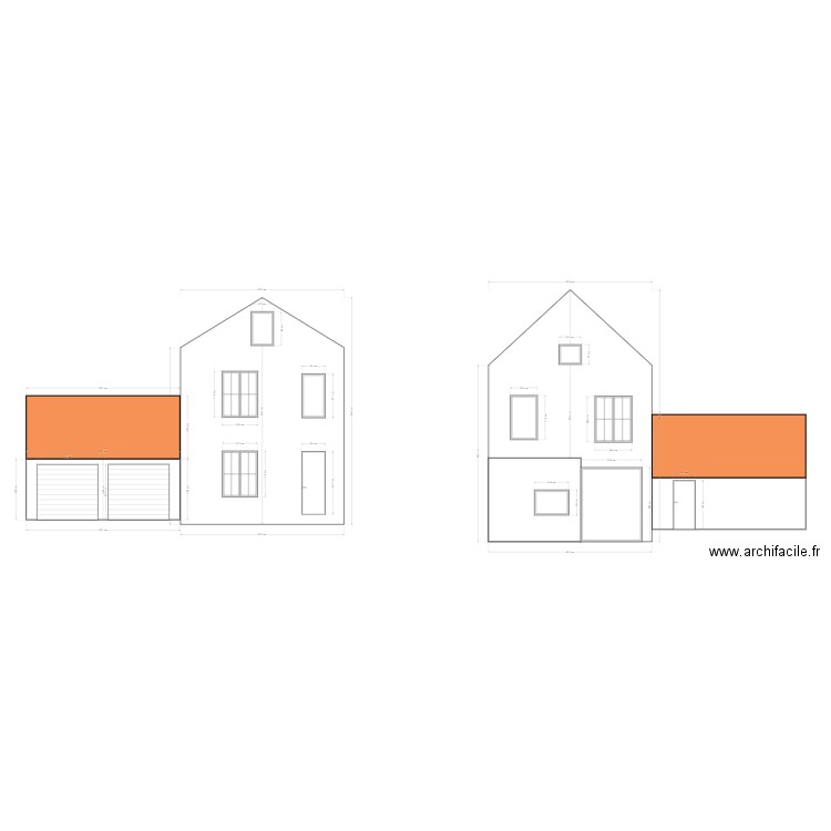 Facades Avant et arrière A&L. Plan de 0 pièce et 0 m2