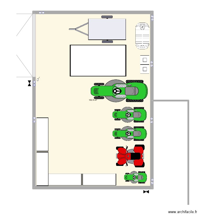 hangar extension avec prises. Plan de 1 pièce et 150 m2