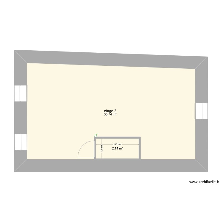 etage2. Plan de 2 pièces et 40 m2