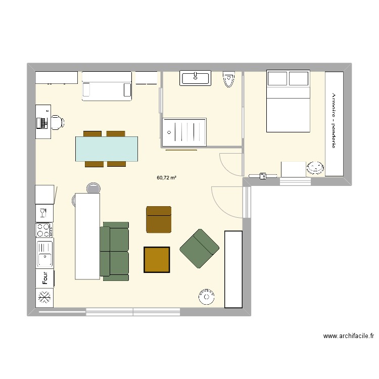 Chaum1. Plan de 1 pièce et 61 m2