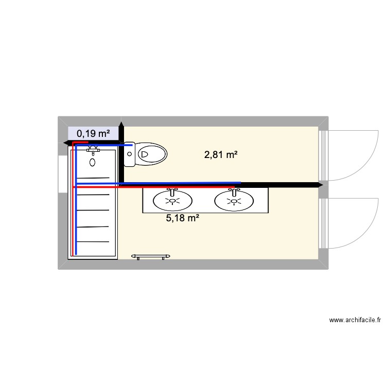 Vedrenne. Plan de 3 pièces et 8 m2