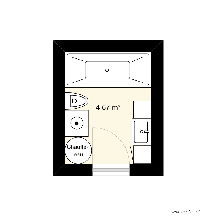 sdb t3. Plan de 1 pièce et 5 m2