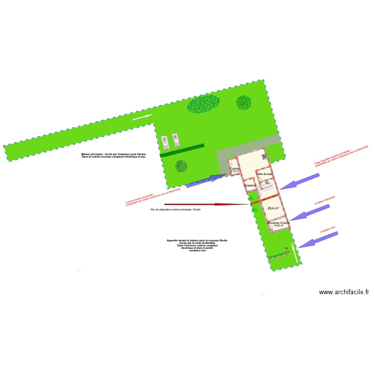 Bordilia. Plan de 6 pièces et 145 m2