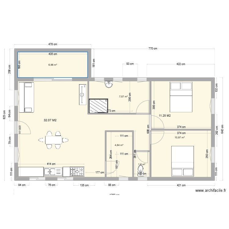 PLANT 4. Plan de 6 pièces et 43 m2