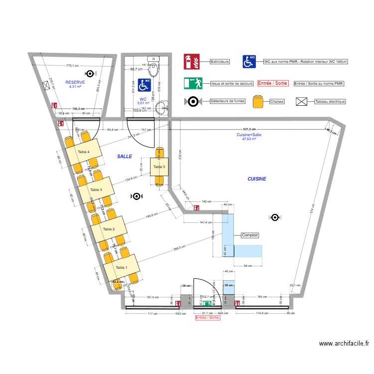 O'320 New. Plan de 5 pièces et 55 m2