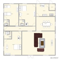 plan de 3 chambres salon avec salle à manger et cuisine