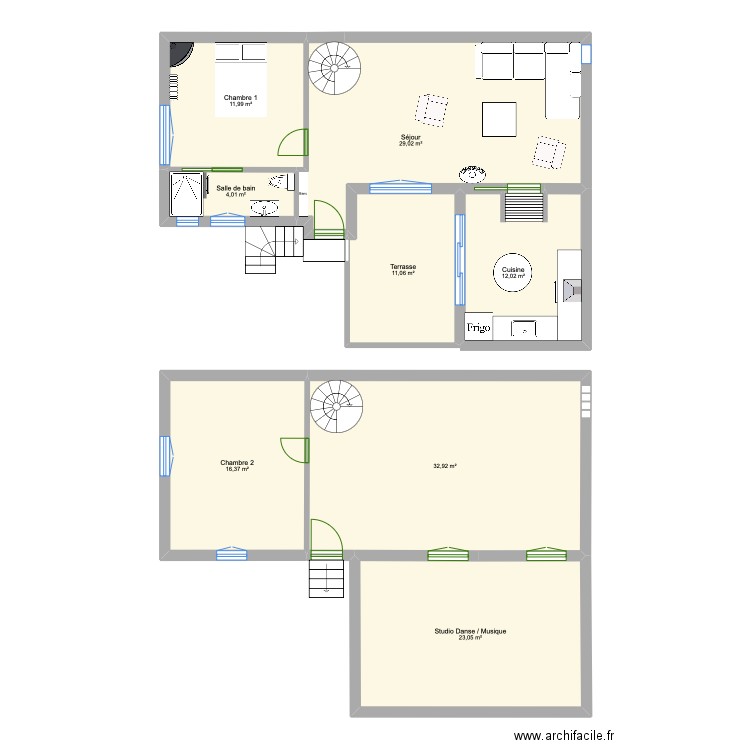 Maison Gennevilliers (3ème idée). Plan de 8 pièces et 140 m2